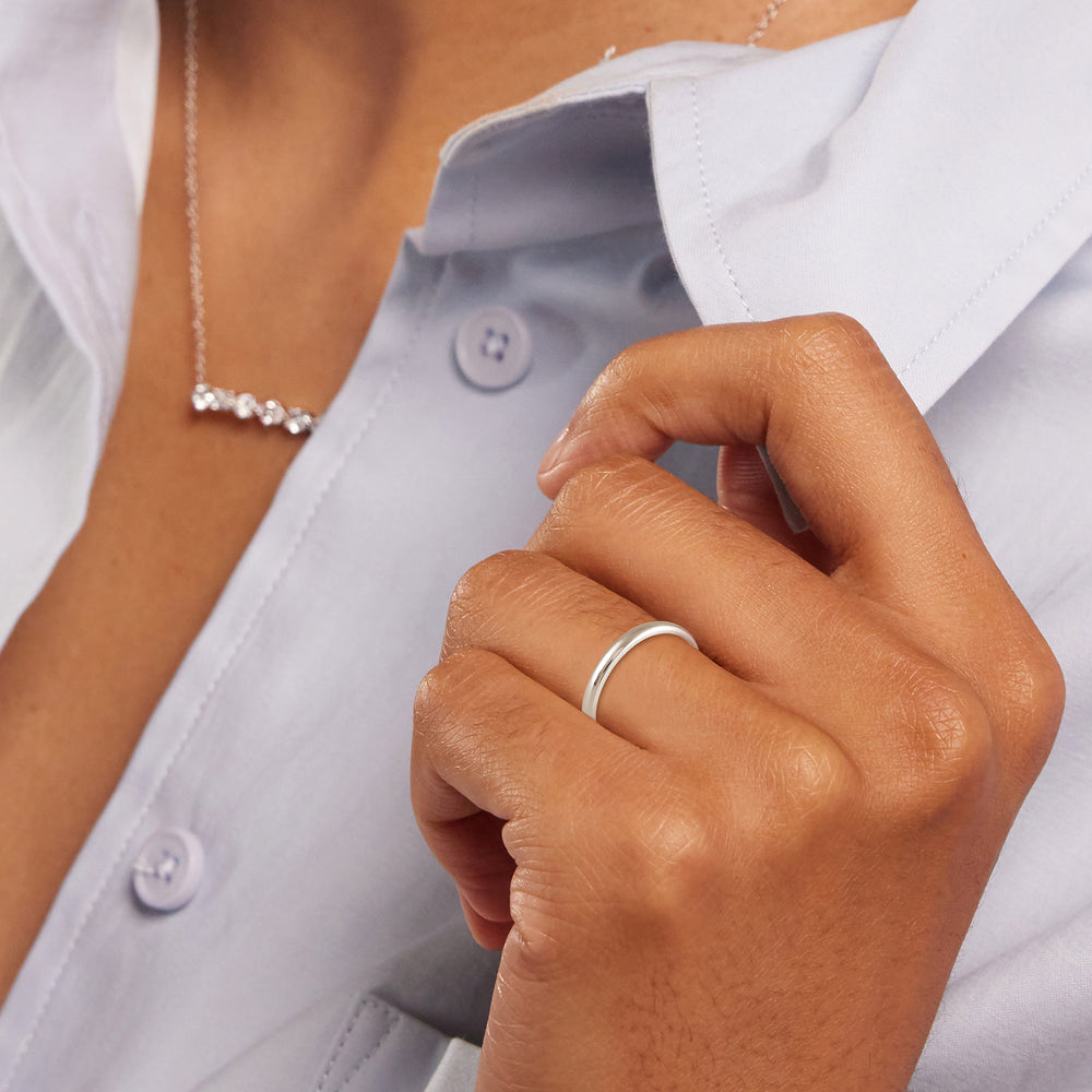 Women's Low Dome Comfort Fit Band with 18KT White Gold / 2 Cut Diamond in 14KT White Gold / 2 view 2
