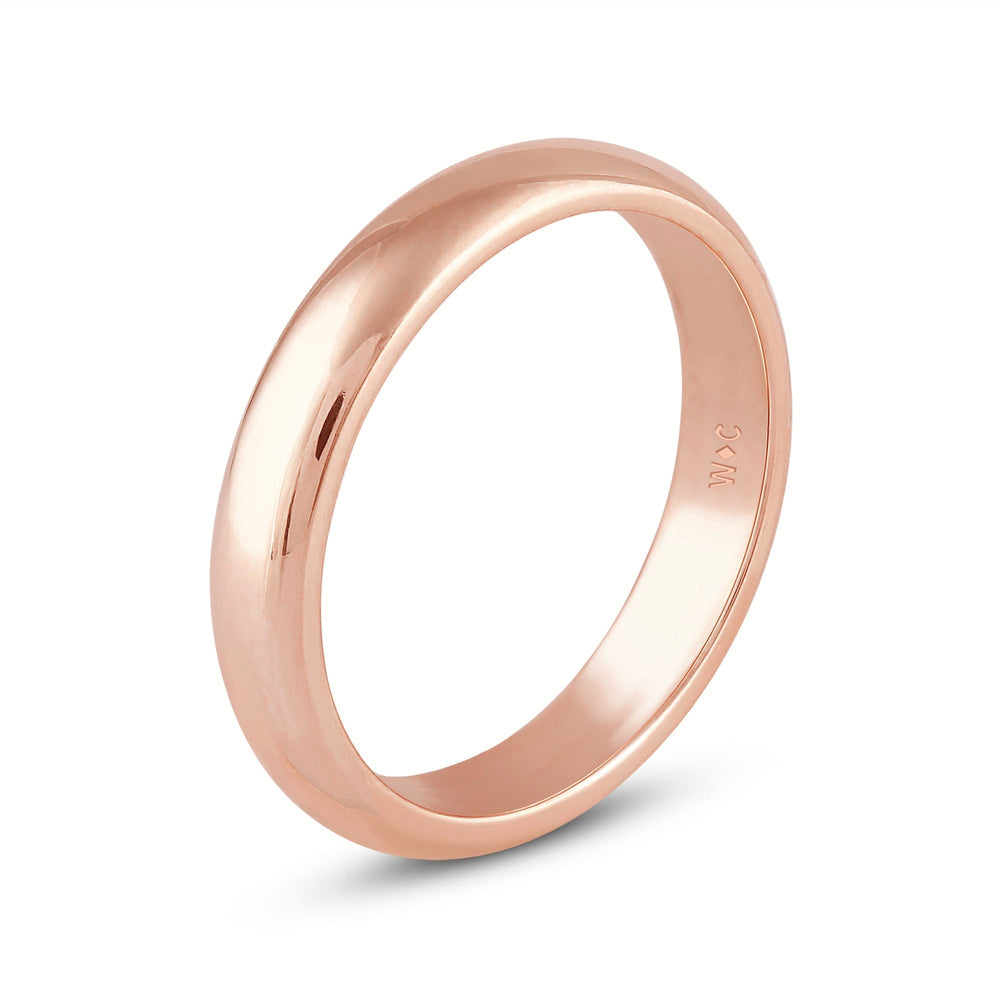 Men's Low Dome Comfort Fit Band with 18KT Rose Gold / 4 Cut Diamond in 14KT Rose Gold / 4 view 5
