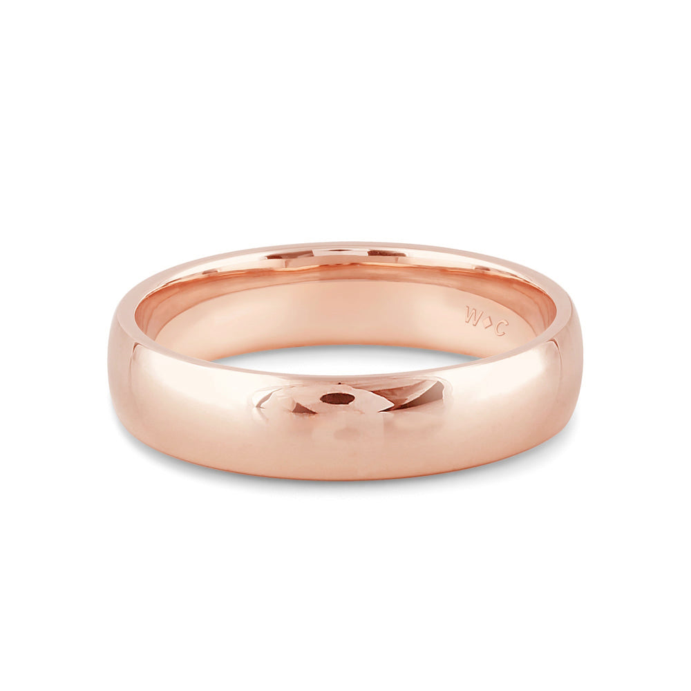 Men's Low Dome Comfort Fit Band with 18KT Rose Gold / 5 Cut Diamond in 14KT Rose Gold / 5 view 1
