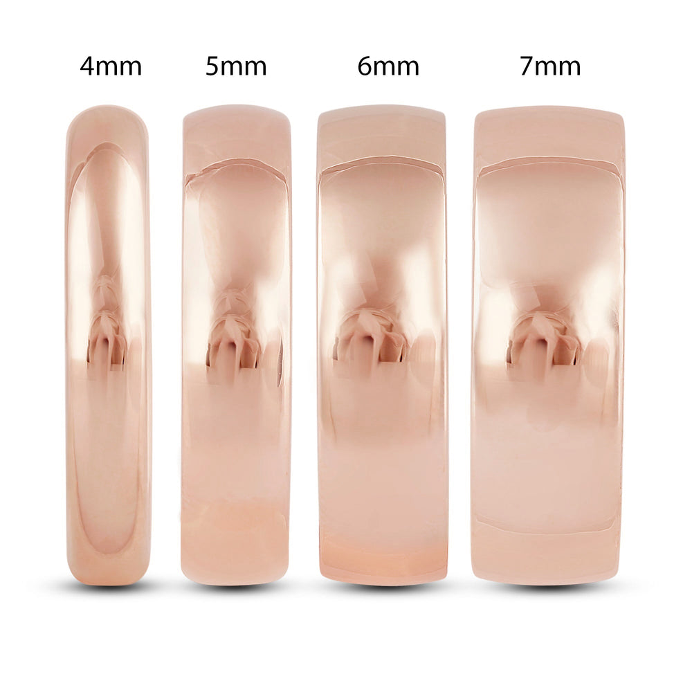 Men's Low Dome Comfort Fit Band with 18KT Rose Gold / 5 Cut Diamond in 14KT Rose Gold / 5 view 4
