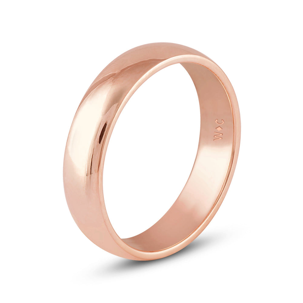 Men's Low Dome Comfort Fit Band with 18KT Rose Gold / 5 Cut Diamond in 14KT Rose Gold / 5 view 5
