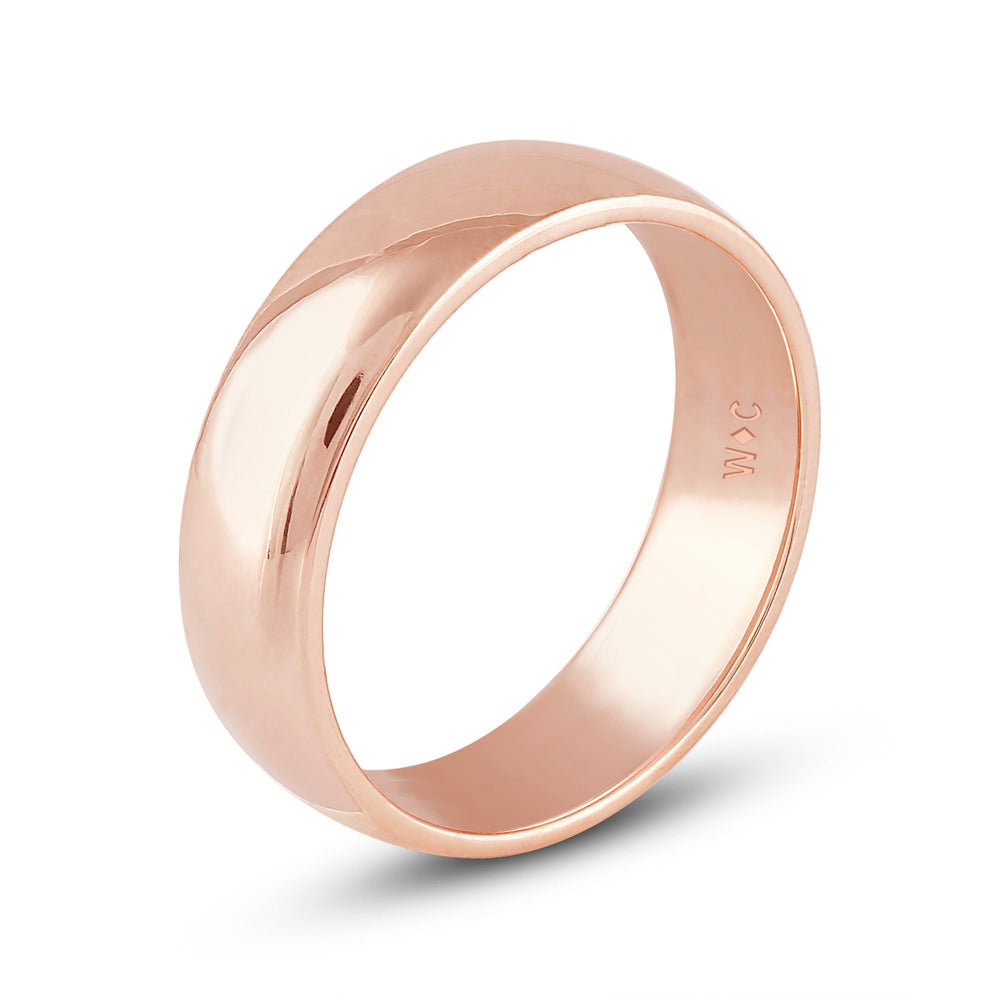 Men's Low Dome Comfort Fit Band with 18KT Rose Gold / 6 Cut Diamond in 14KT Rose Gold / 6 view 5
