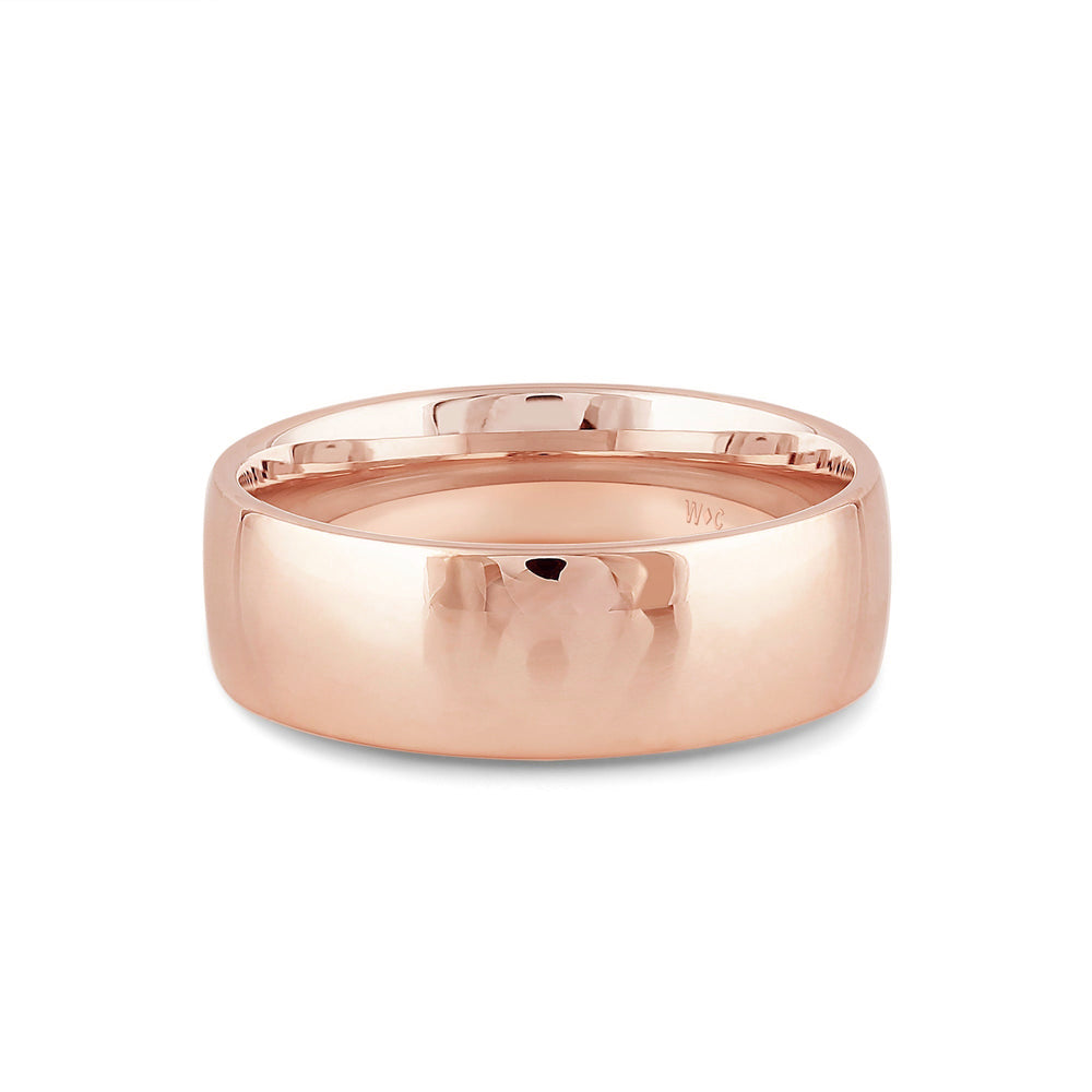 Men's Low Dome Comfort Fit Band with 18KT Rose Gold / 7 Cut Diamond in 14KT Rose Gold / 7 view 1
