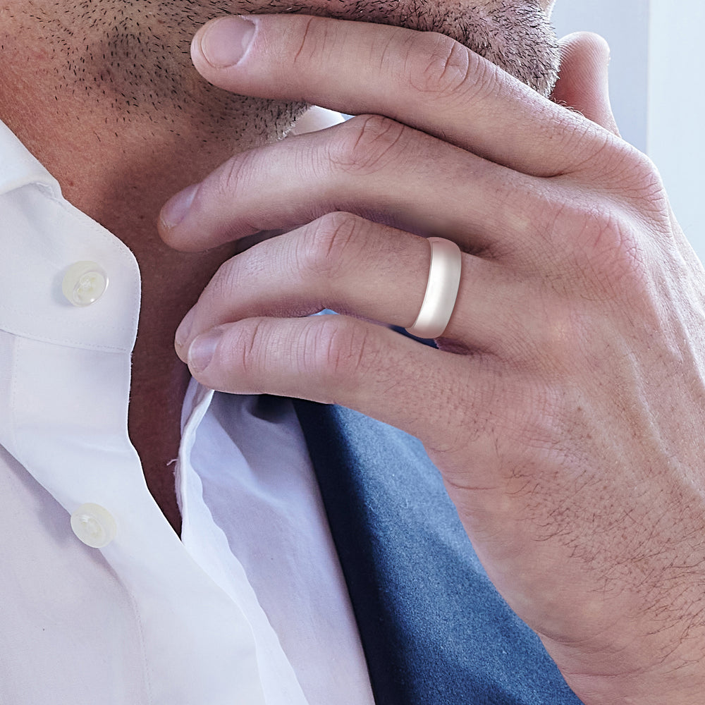 Men's High Dome Comfort Fit Band with 18KT Rose Gold / 7 Cut Diamond in 14KT Rose Gold / 7 view 3
