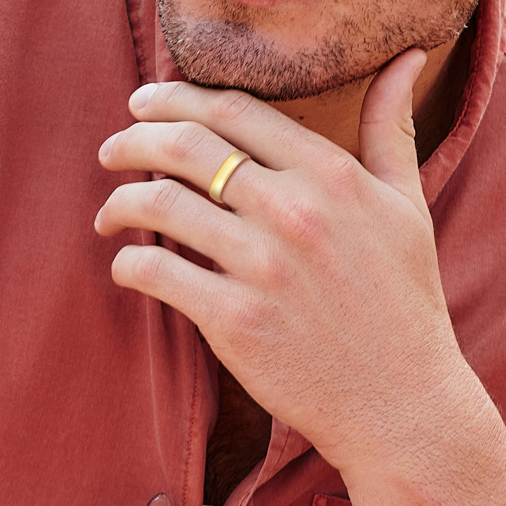 Men's Milgrain Medium Edge Comfort Fit Band with 18KT Rose Gold / 5 Cut Diamond in 14KT Rose Gold / 5 view 3
