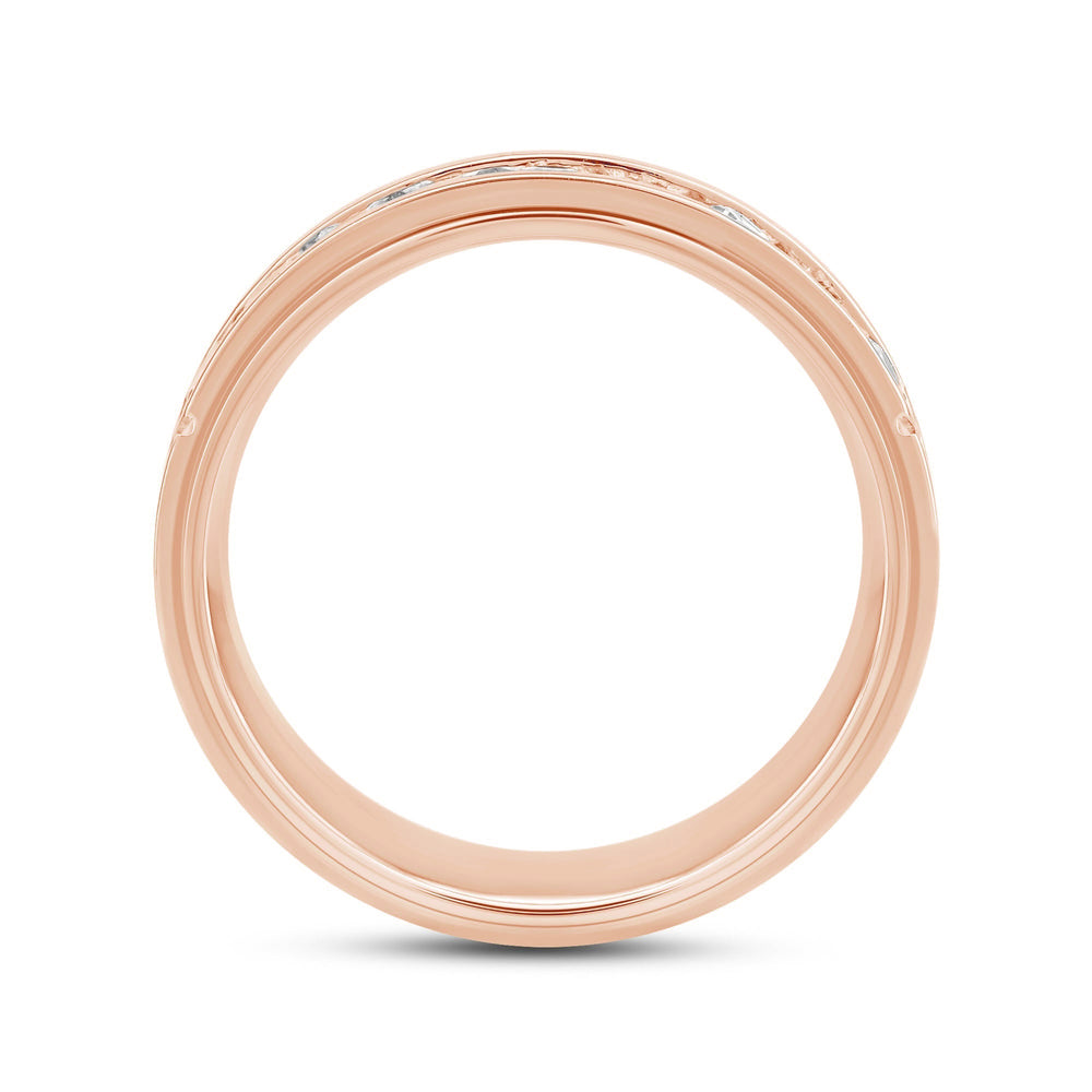 Three Step Men's Band with 14KT Rose Gold / Lab / 1 Cut Diamond in 14KT Rose Gold / Lab / 1 view 2
