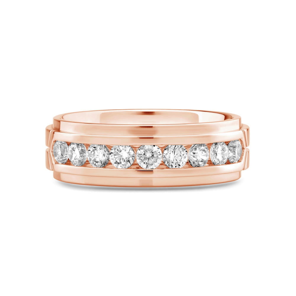 Three Step Men's Band with 14KT Rose Gold / Lab / 1 Cut Diamond in 14KT Rose Gold / Lab / 1 view 1
