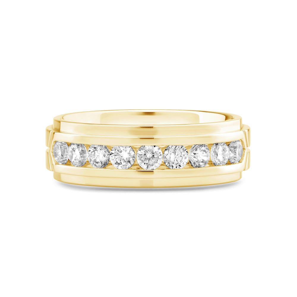 Three Step Men's Band with 14KT Yellow Gold / Lab / 1 Cut Diamond in 14KT Yellow Gold / Lab / 1 view 1
