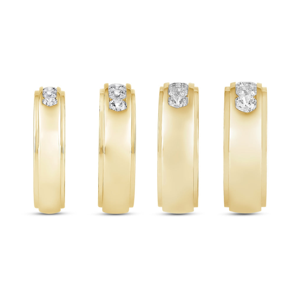 Dome Profile Five Stone Channel Set Band with 14KT Yellow Gold / Lab / 1/2 Cut Diamond in 14KT Yellow Gold / Lab / 1/2 view 4
