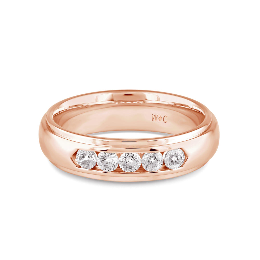 Dome Profile Five Stone Channel Set Band with 14KT Rose Gold / Lab / 1/2 Cut Diamond in 14KT Rose Gold / Lab / 1/2 view 1
