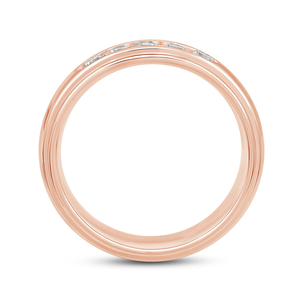 Dome Profile Five Stone Channel Set Band with 14KT Rose Gold / Lab / 1/2 Cut Diamond in 14KT Rose Gold / Lab / 1/2 view 2
