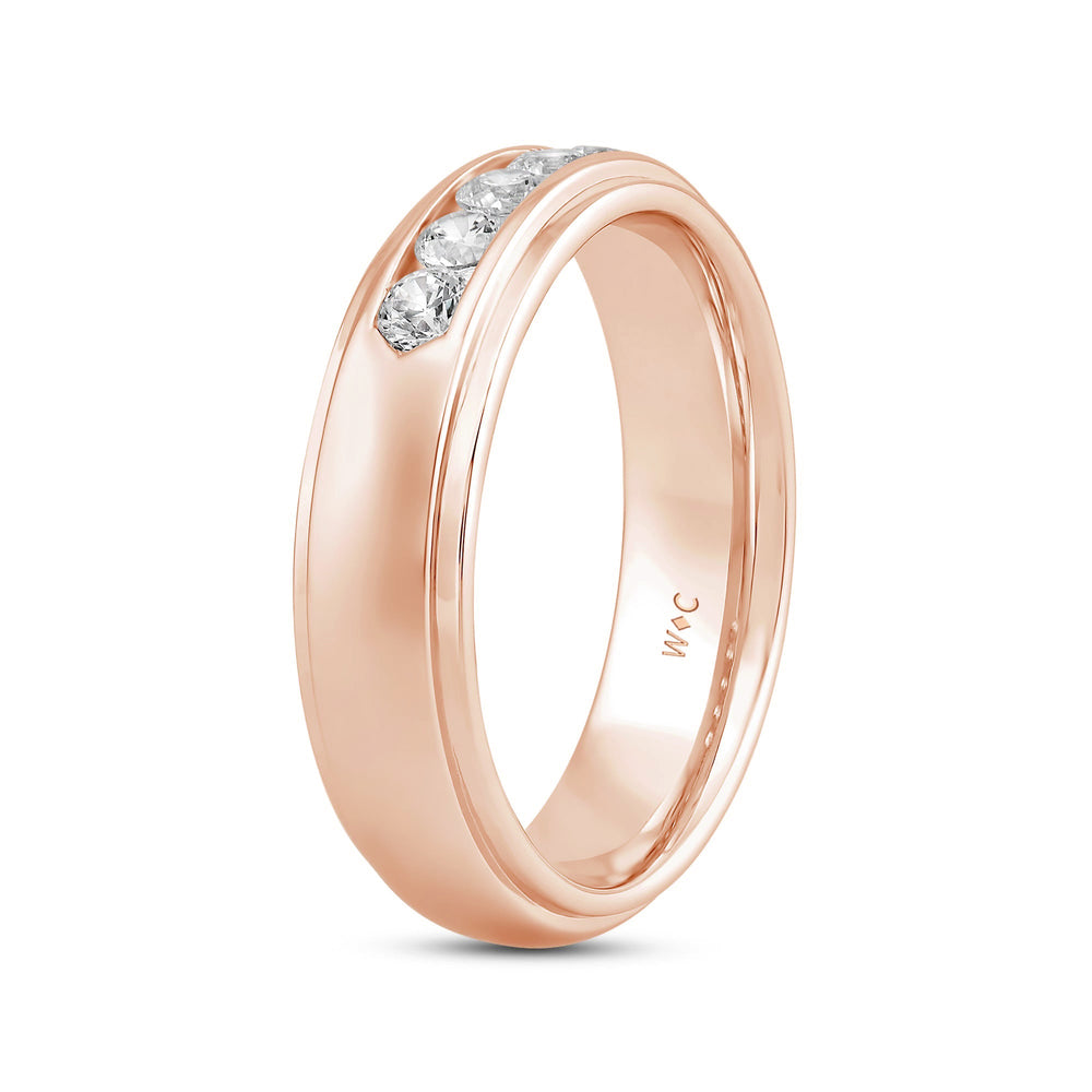 Dome Profile Five Stone Channel Set Band with 14KT Rose Gold / Lab / 1/2 Cut Diamond in 14KT Rose Gold / Lab / 1/2 view 3
