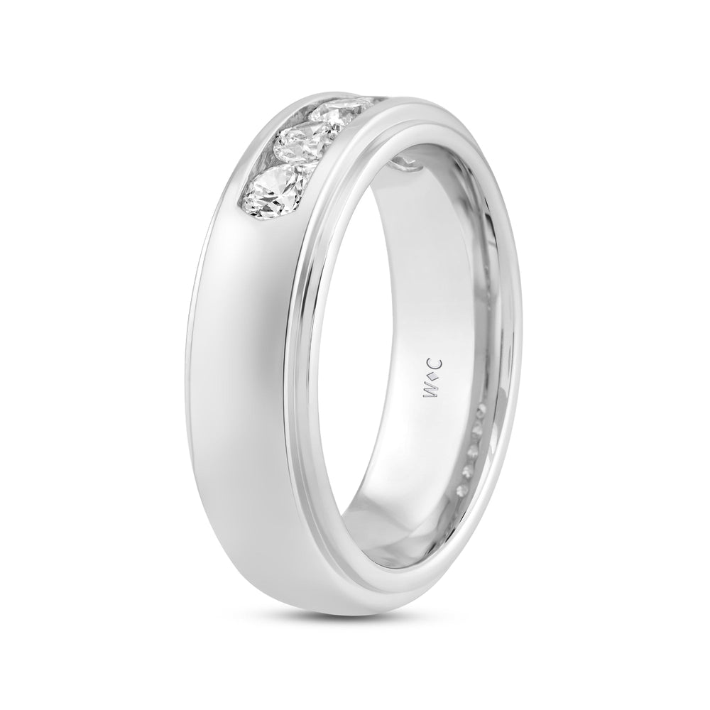 Dome Profile Five Stone Channel Set Band with 14KT White Gold / Lab / 1 Cut Diamond in 14KT White Gold / Lab / 1 view 3

