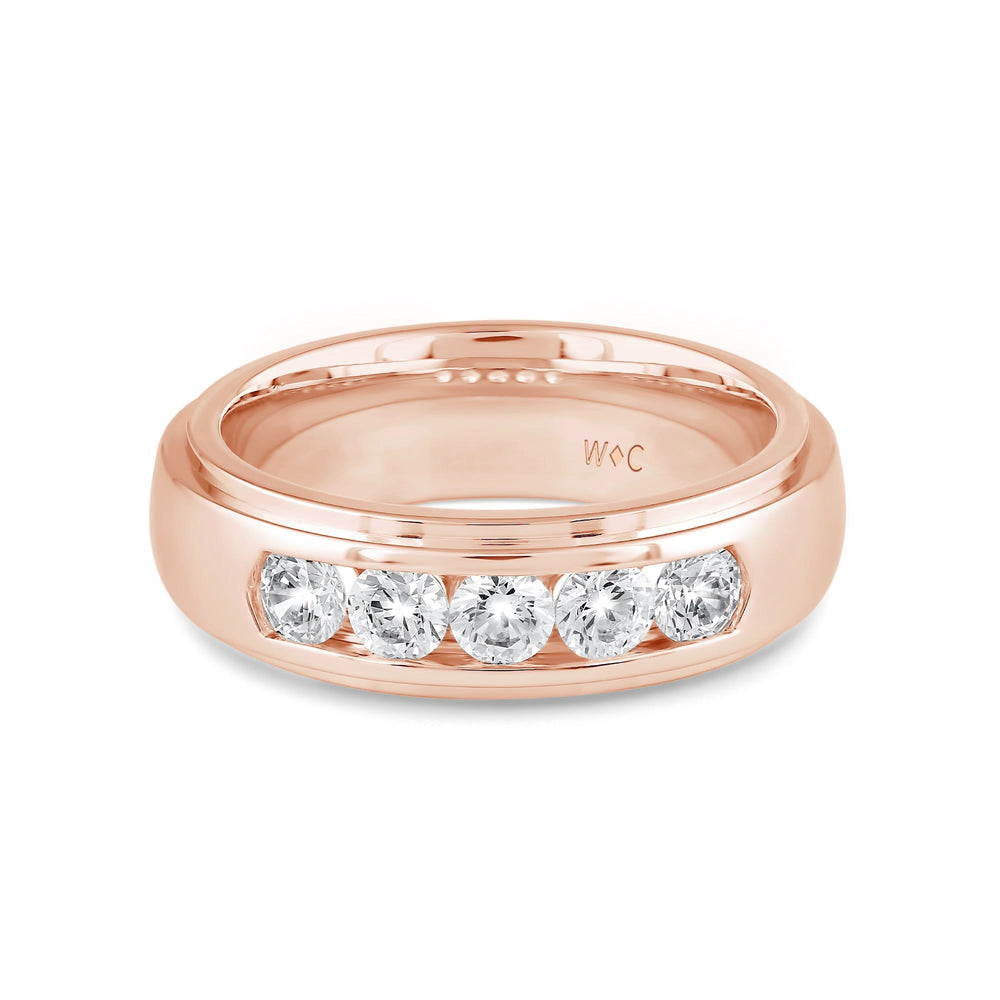 Dome Profile Five Stone Channel Set Band with 14KT Rose Gold / Lab / 1 Cut Diamond in 14KT Rose Gold / Lab / 1 view 1
