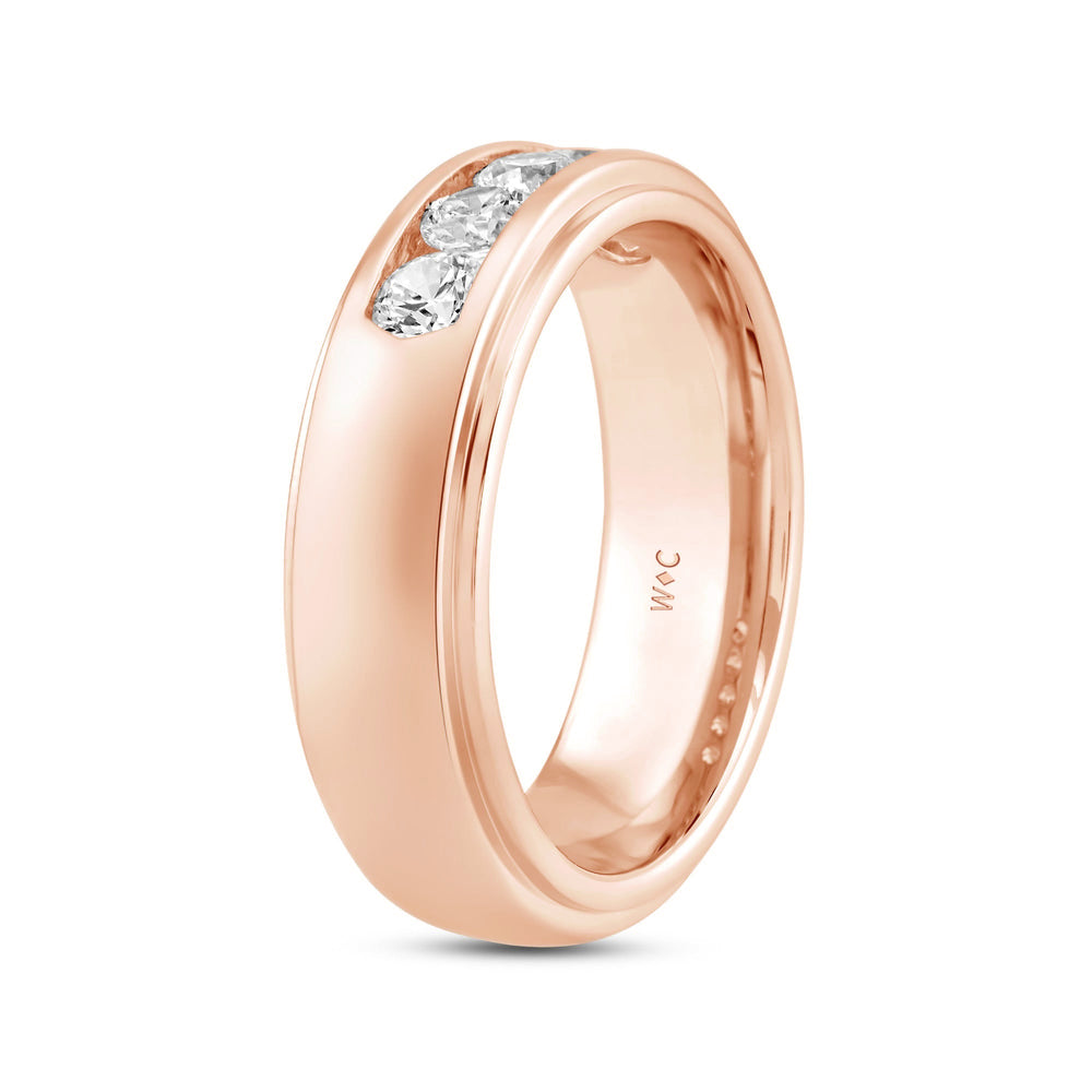 Dome Profile Five Stone Channel Set Band with 14KT Rose Gold / Lab / 1 Cut Diamond in 14KT Rose Gold / Lab / 1 view 3
