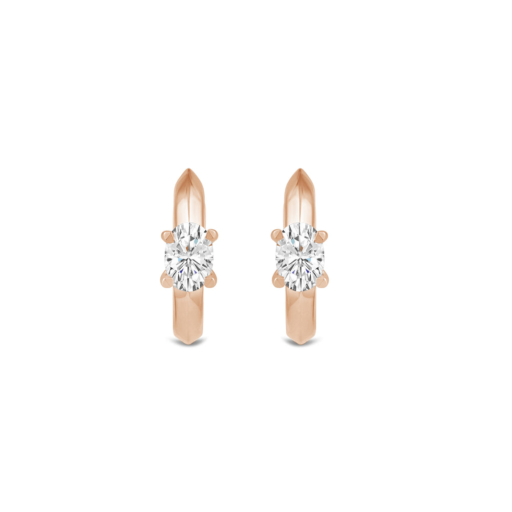 Created Oval Solitaire Knife Edge Huggies with 14KT Rose Gold / Lab / 1/2 Cut Diamond in 14KT Rose Gold / Lab / 1/2 view 2
