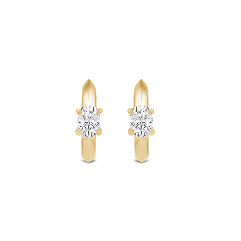 Created Oval Solitaire Knife Edge Huggies with 14KT Yellow Gold / Lab / 1/2 Cut Diamond in 14KT Yellow Gold / Lab / 1/2 view 2
