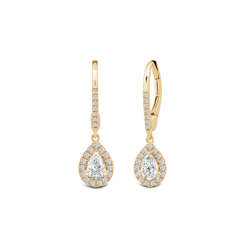 Halo Pear Drop Studded Lever Back Earrings