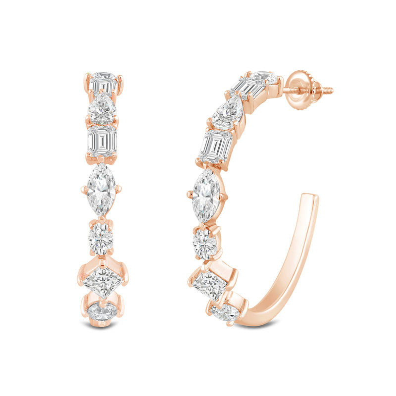 Mixed Fancy Shape Diamond Hoop Earrings