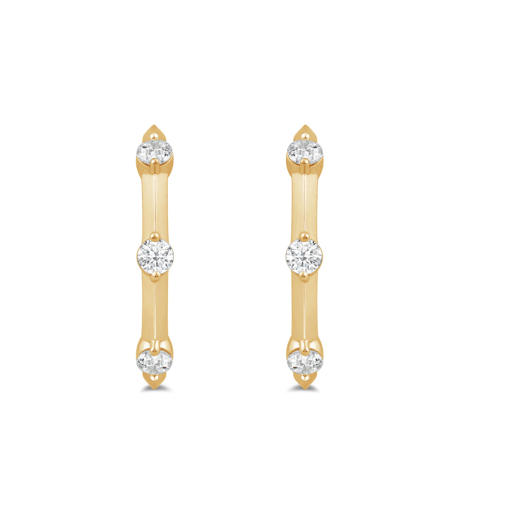 Knife Edge Station Hoops Medium with 14KT Yellow Gold / Lab / 1/2 Cut Diamond in 14KT Yellow Gold / Lab / 1/2 view 4
