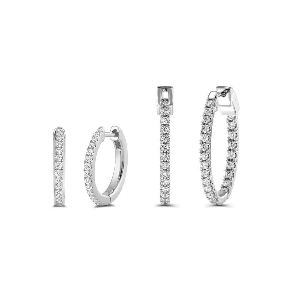 The Hoop Stacker Set with 1 1/5 Cut Diamond in 14KT White Gold view 1

