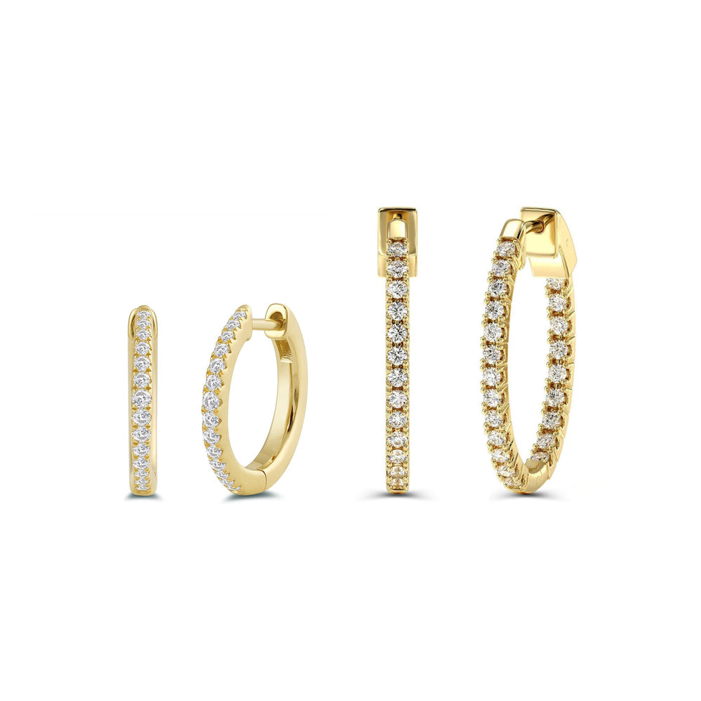 The Hoop Stacker Set with 1 1/5 Cut Diamond in 14KT Yellow Gold view 1
