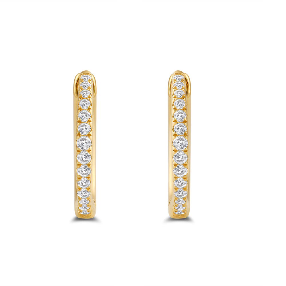 Circlular Diamond Tapering Hoop Earrings with 14KT Yellow Gold / Lab / 1/5 Cut Diamond in 14KT Yellow Gold / Lab / 1/5 view 4
