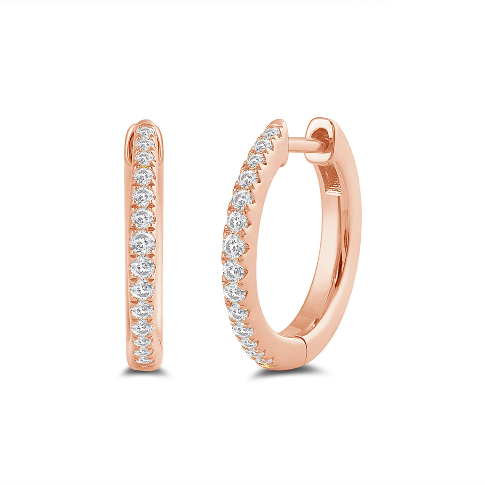 The Hoop Stacker Set with 1 1/5 Cut Diamond in 14KT Rose Gold view 3

