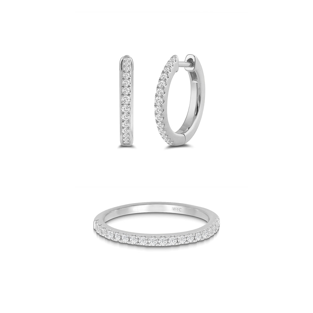 The Diamond Duo Set with 3/8 Cut Diamond in 14KT White Gold view 1

