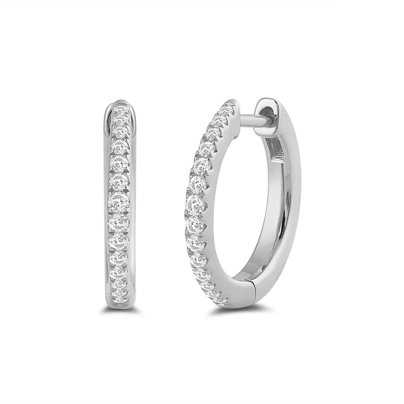 Circlular Diamond Tapering Hoop Earrings