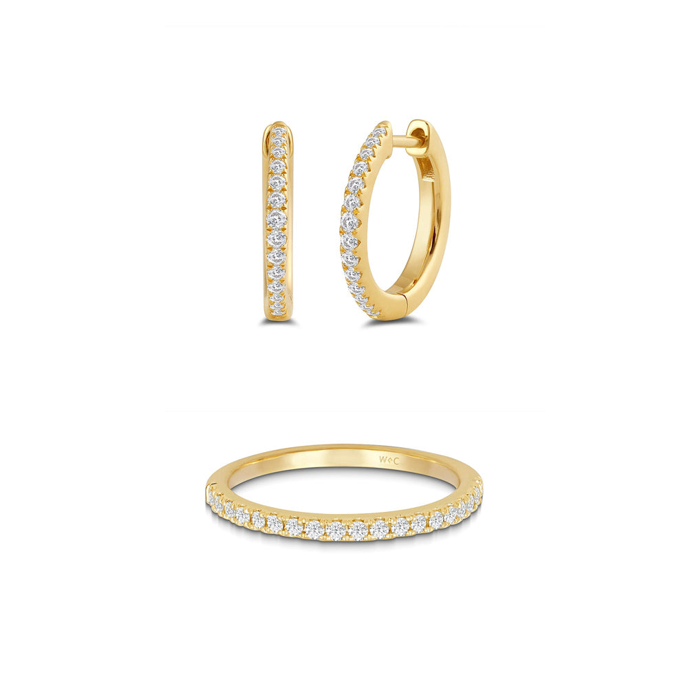 The Diamond Duo Set with 3/8 Cut Diamond in 14KT Yellow Gold view 1
