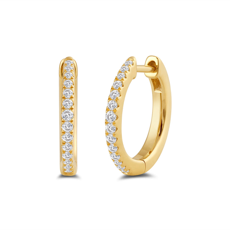 Circlular Diamond Tapering Hoop Earrings