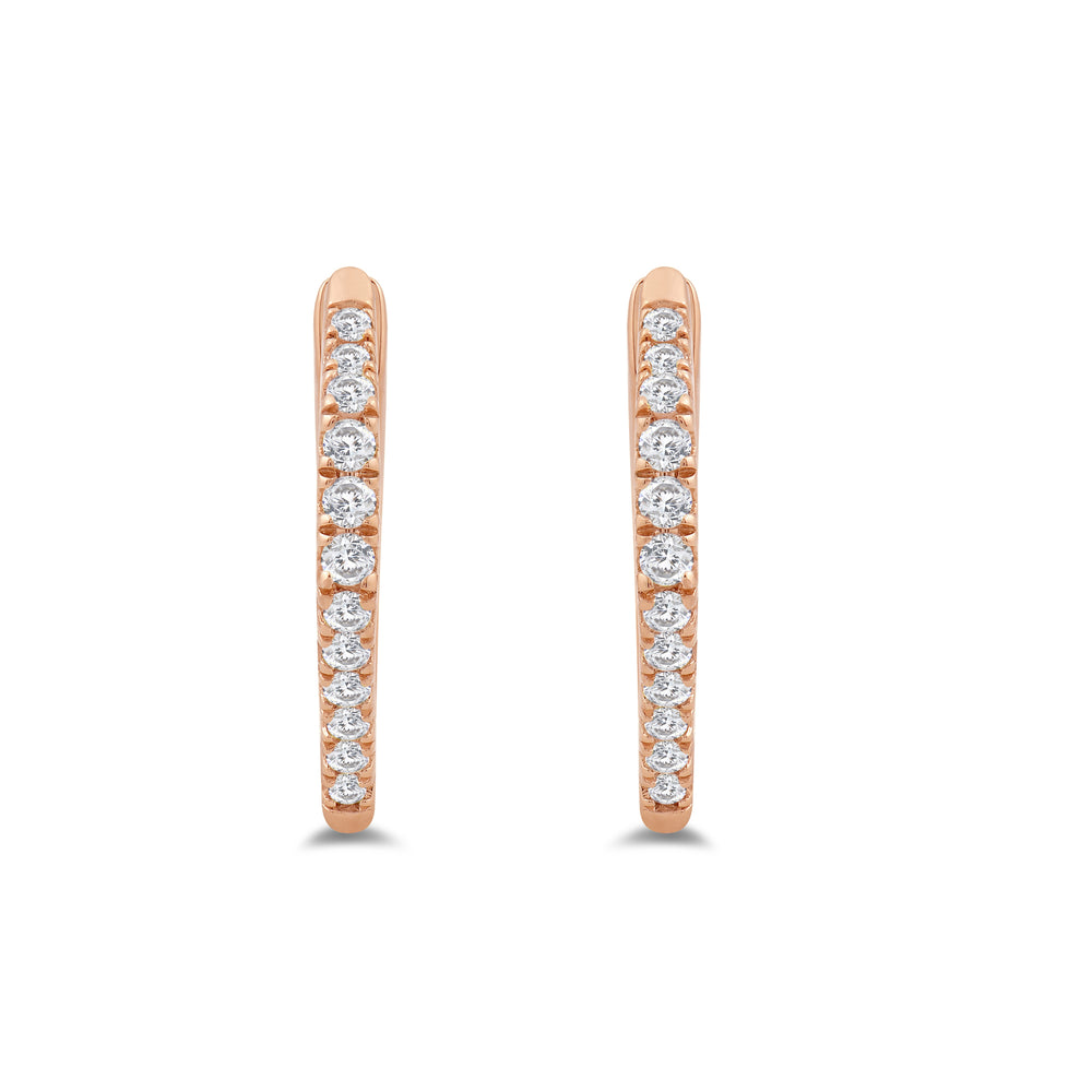Hexagon Shape Tapering Diamond Hoop Earrings with 14KT Rose Gold / Lab / 1/5 Cut Diamond in 14KT Rose Gold / Lab / 1/5 view 4
