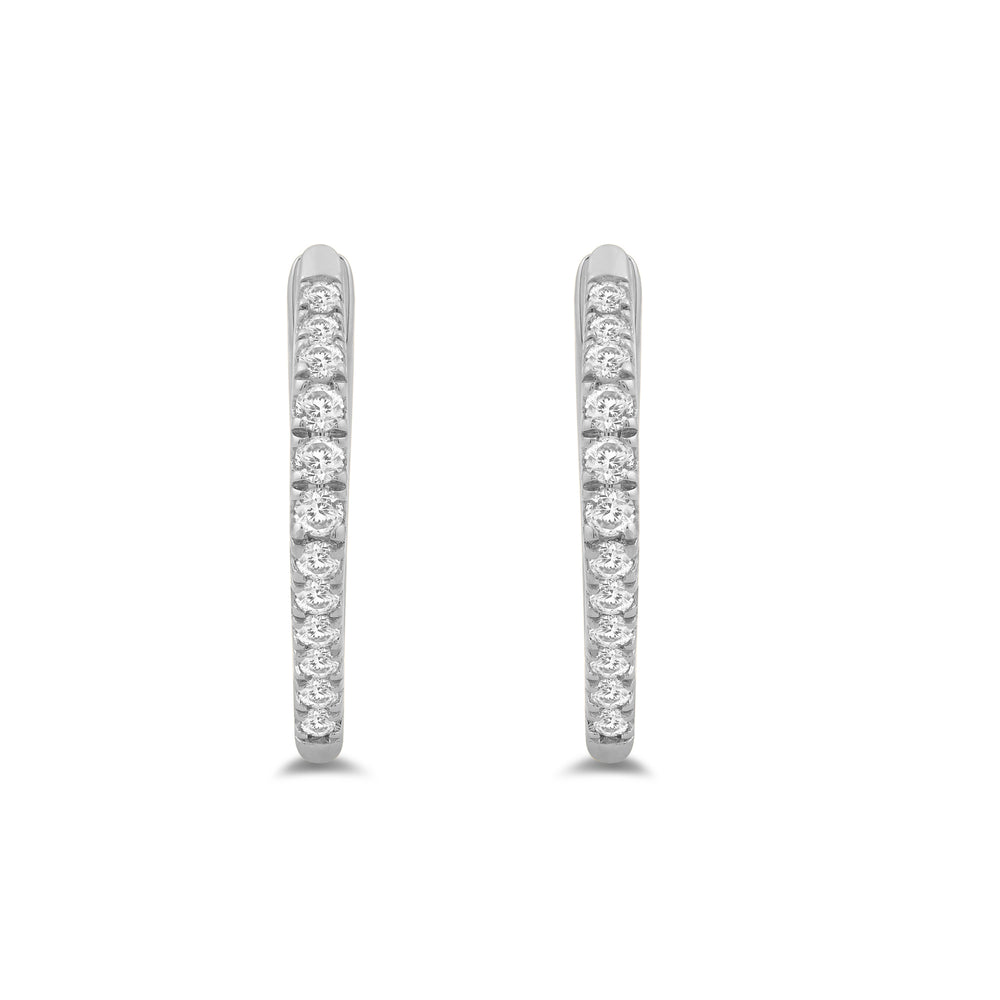 Hexagon Shape Tapering Diamond Hoop Earrings with 14KT White Gold / Lab / 1/5 Cut Diamond in 14KT White Gold / Lab / 1/5 view 4
