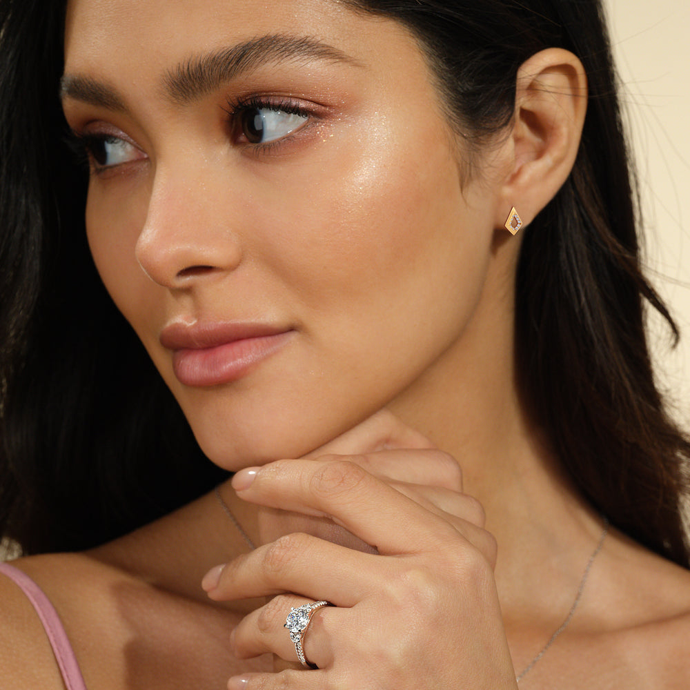 Elongated Kite Shape Diamond Accent Earrings With Clarity