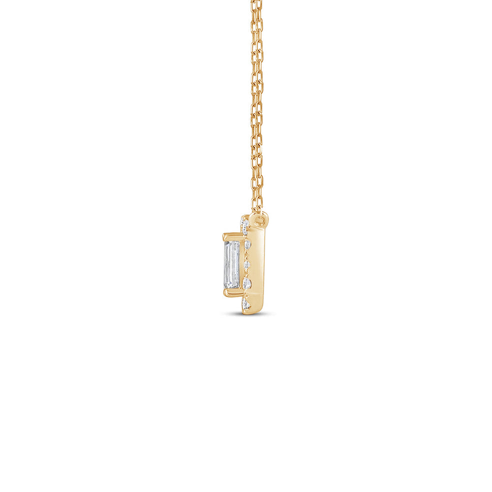 Halo Emerald Lab Created Diamond Necklace with 14KT Yellow Gold / Lab / 1/2 Cut Diamond in 14KT Yellow Gold / Lab / 1/2 view 5
