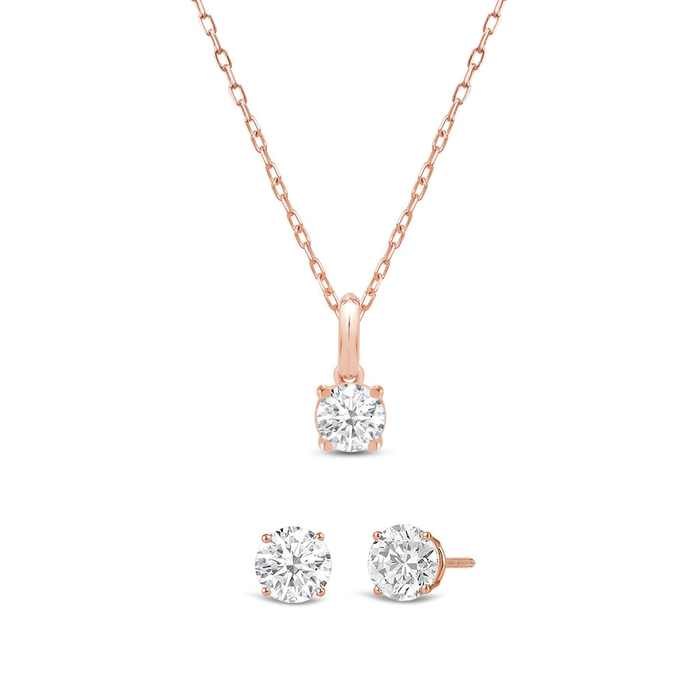 The Classic Set with 1 Cut Diamond in 14KT Rose Gold view 1
