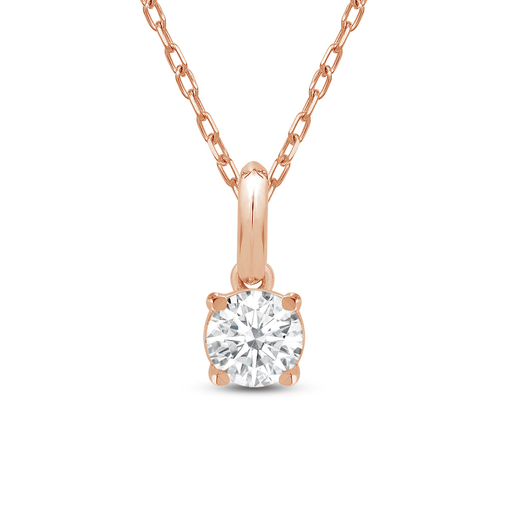 Knife-Edge Bale Round Lab Created Diamond Solitaire Pendant with 14KT Rose Gold / Lab / 1/2 Cut Diamond in 14KT Rose Gold / Lab / 1/2 view 4
