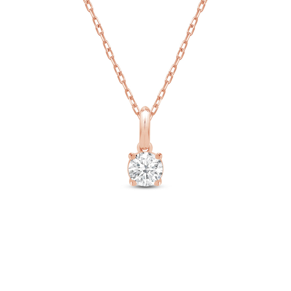 Knife-Edge Bale Round Lab Created Diamond Solitaire Pendant with 14KT Rose Gold / Lab / 1/2 Cut Diamond in 14KT Rose Gold / Lab / 1/2 view 1
