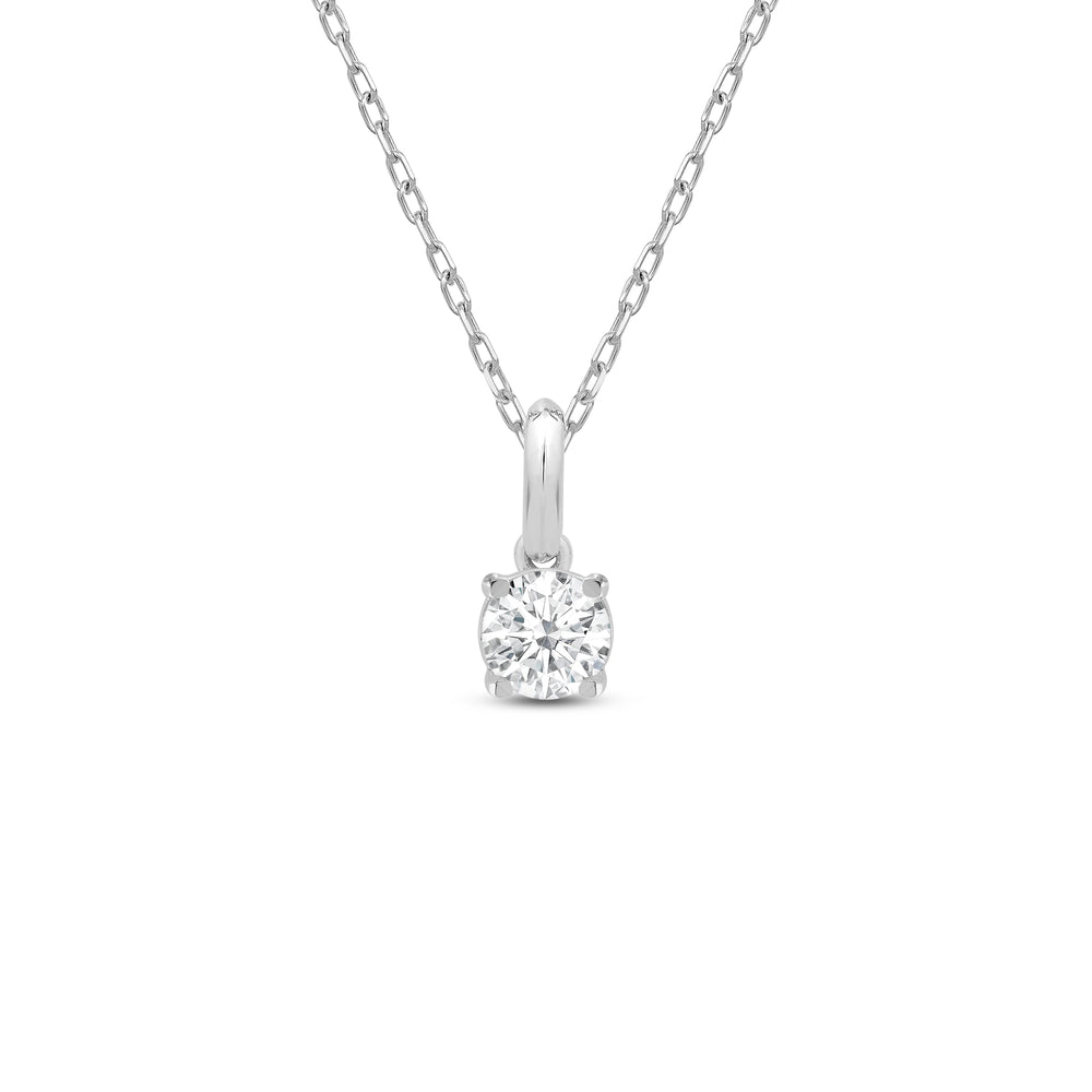 Knife-Edge Bale Round Lab Created Diamond Solitaire Pendant with 14KT White Gold / Lab / 1/2 Cut Diamond in 14KT White Gold / Lab / 1/2 view 1
