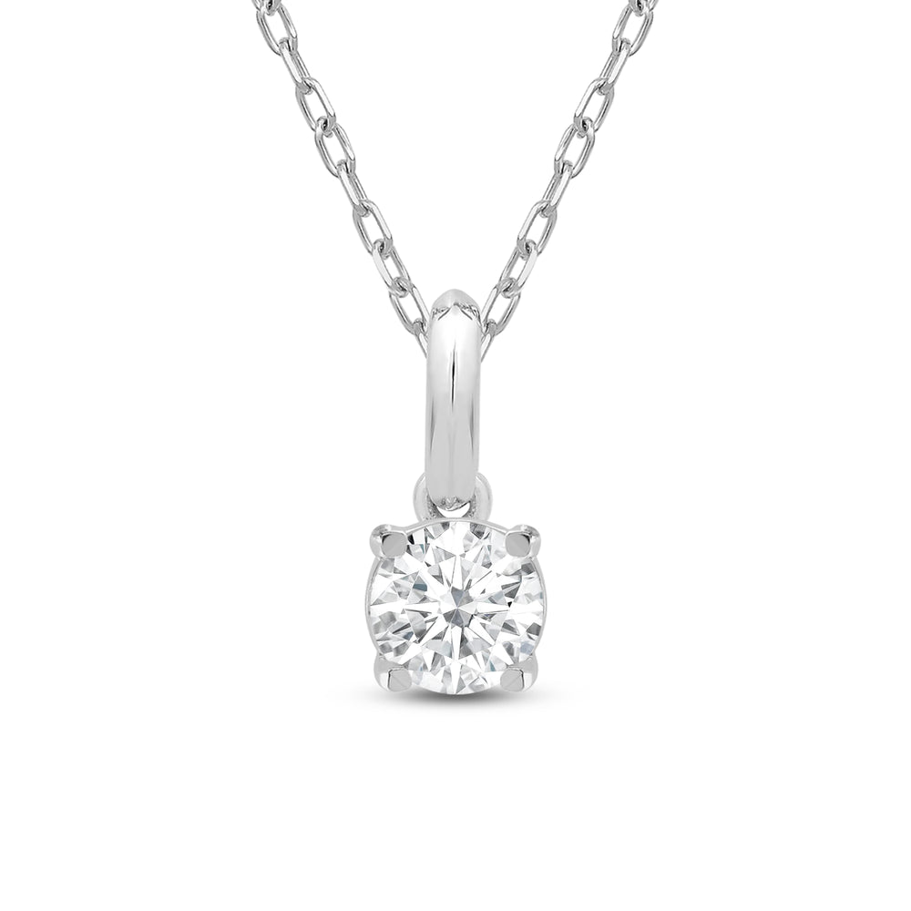 Knife-Edge Bale Round Lab Created Diamond Solitaire Pendant with 14KT White Gold / Lab / 1/2 Cut Diamond in 14KT White Gold / Lab / 1/2 view 4
