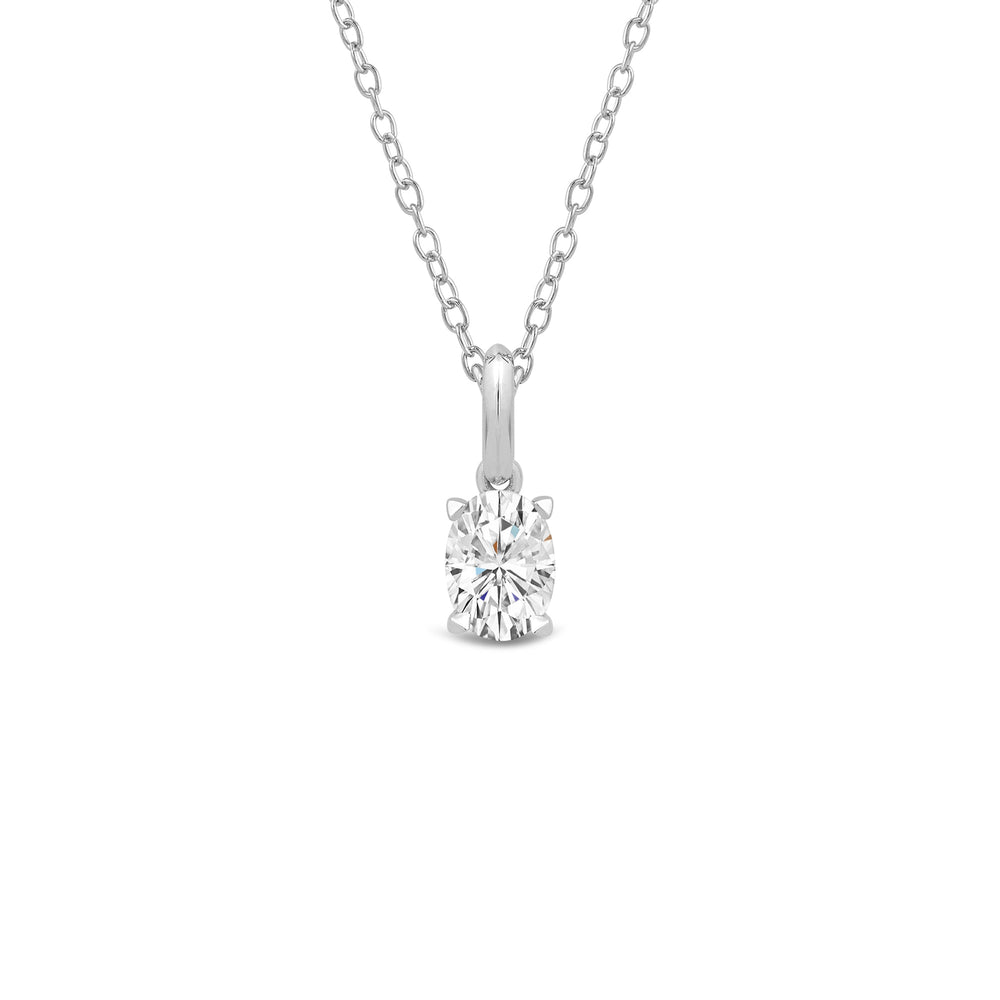 The Drop Oval Set with 2 1/2 Cut Diamond in 14KT White Gold view 3
