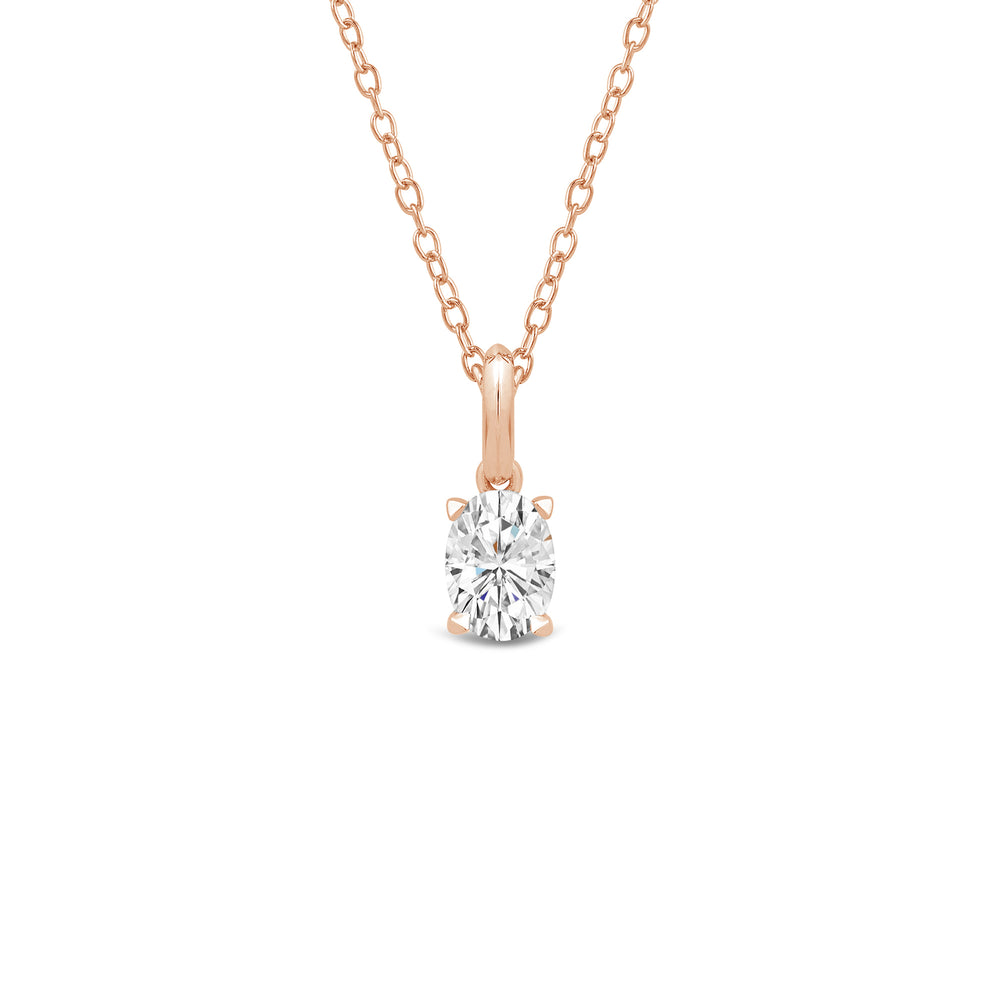 Knife-Edge Bale Oval Lab Created Diamond Solitaire Pendant with 14KT Rose Gold / Lab / 1/2 Cut Diamond in 14KT Rose Gold / Lab / 1/2 view 1
