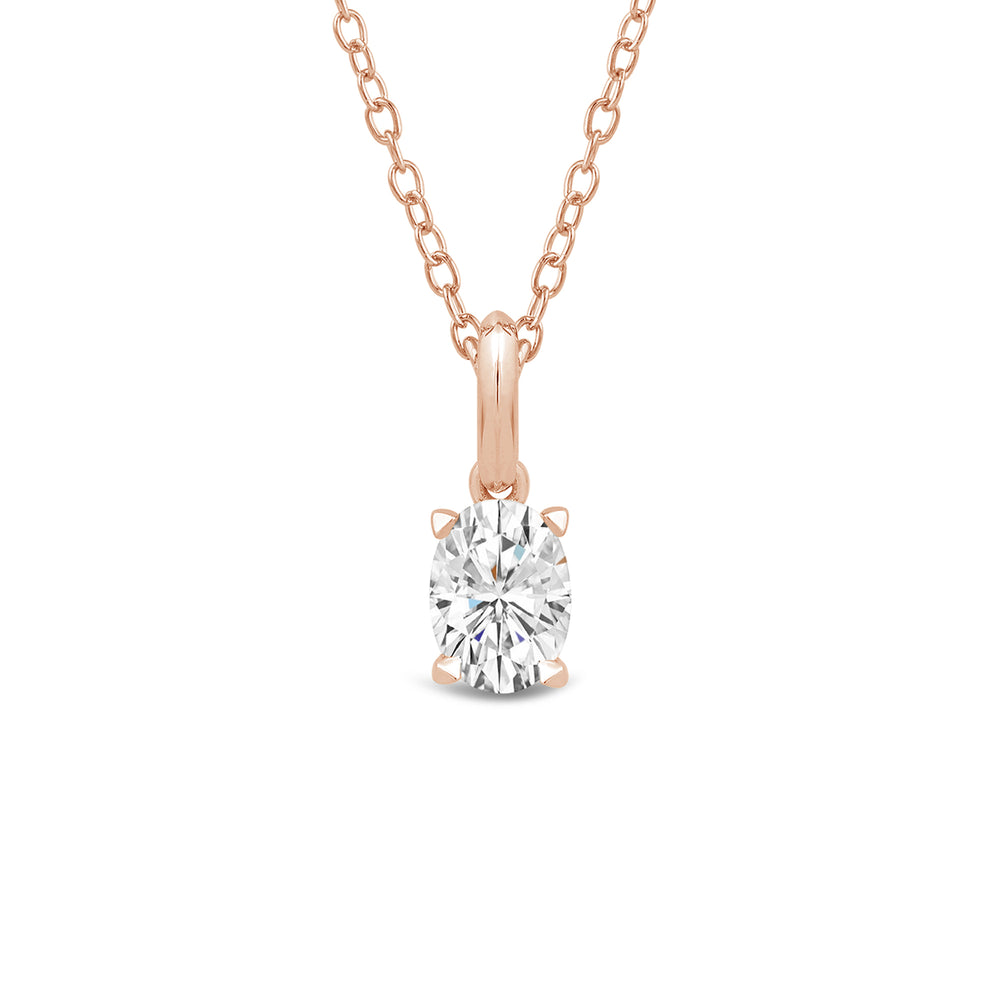Knife-Edge Bale Oval Lab Created Diamond Solitaire Pendant with 14KT Rose Gold / Lab / 1/2 Cut Diamond in 14KT Rose Gold / Lab / 1/2 view 4
