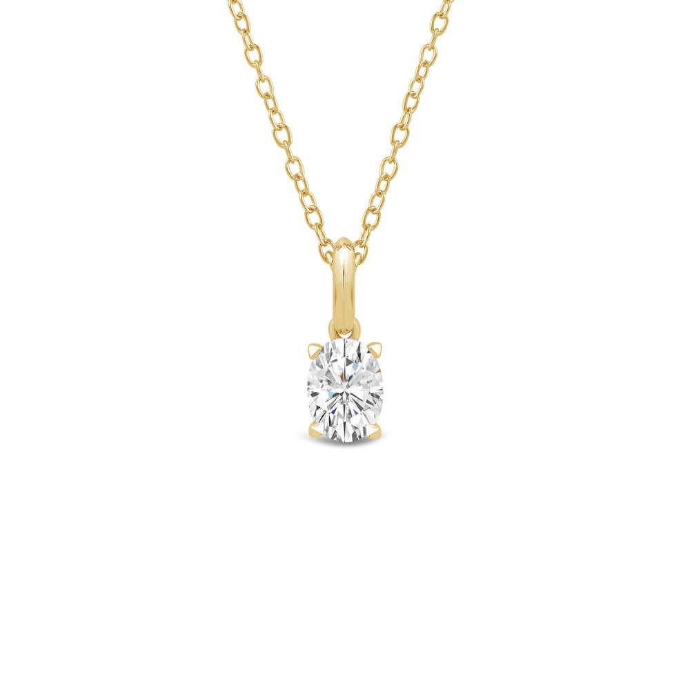 Knife-Edge Bale Oval Lab Created Diamond Solitaire Pendant with 14KT Yellow Gold / Lab / 1/2 Cut Diamond in 14KT Yellow Gold / Lab / 1/2 view 1

