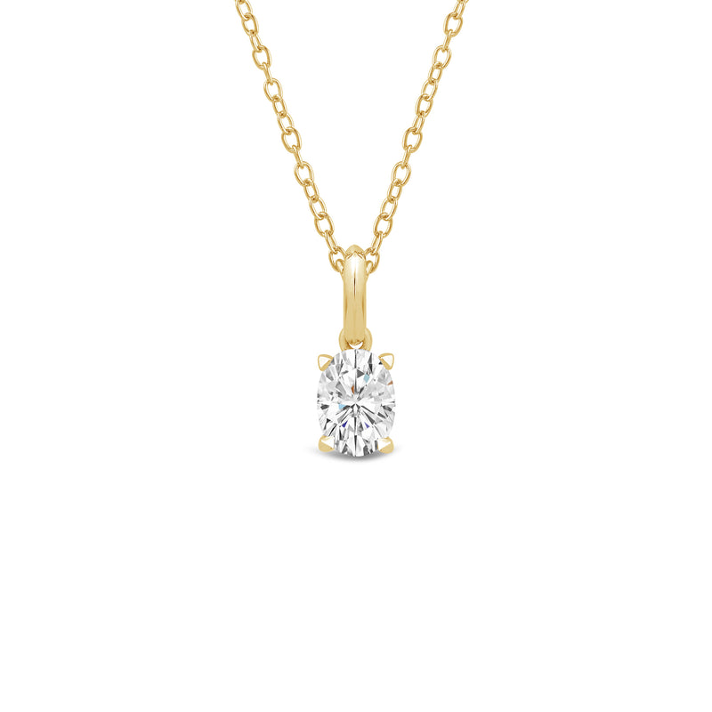 Knife-Edge Bale Oval Lab Created Diamond Solitaire Pendant