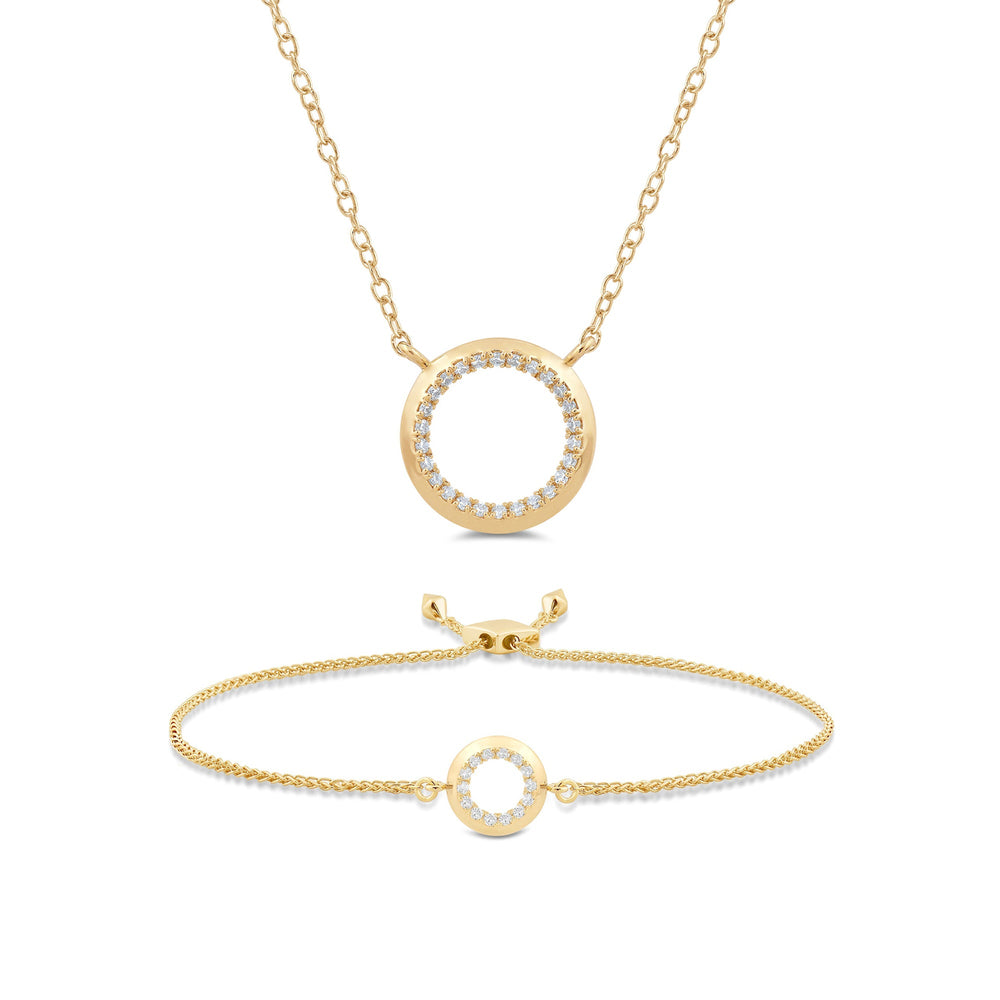 The Circle Set with 1/4 Cut Diamond in 14KT Yellow Gold view 1
