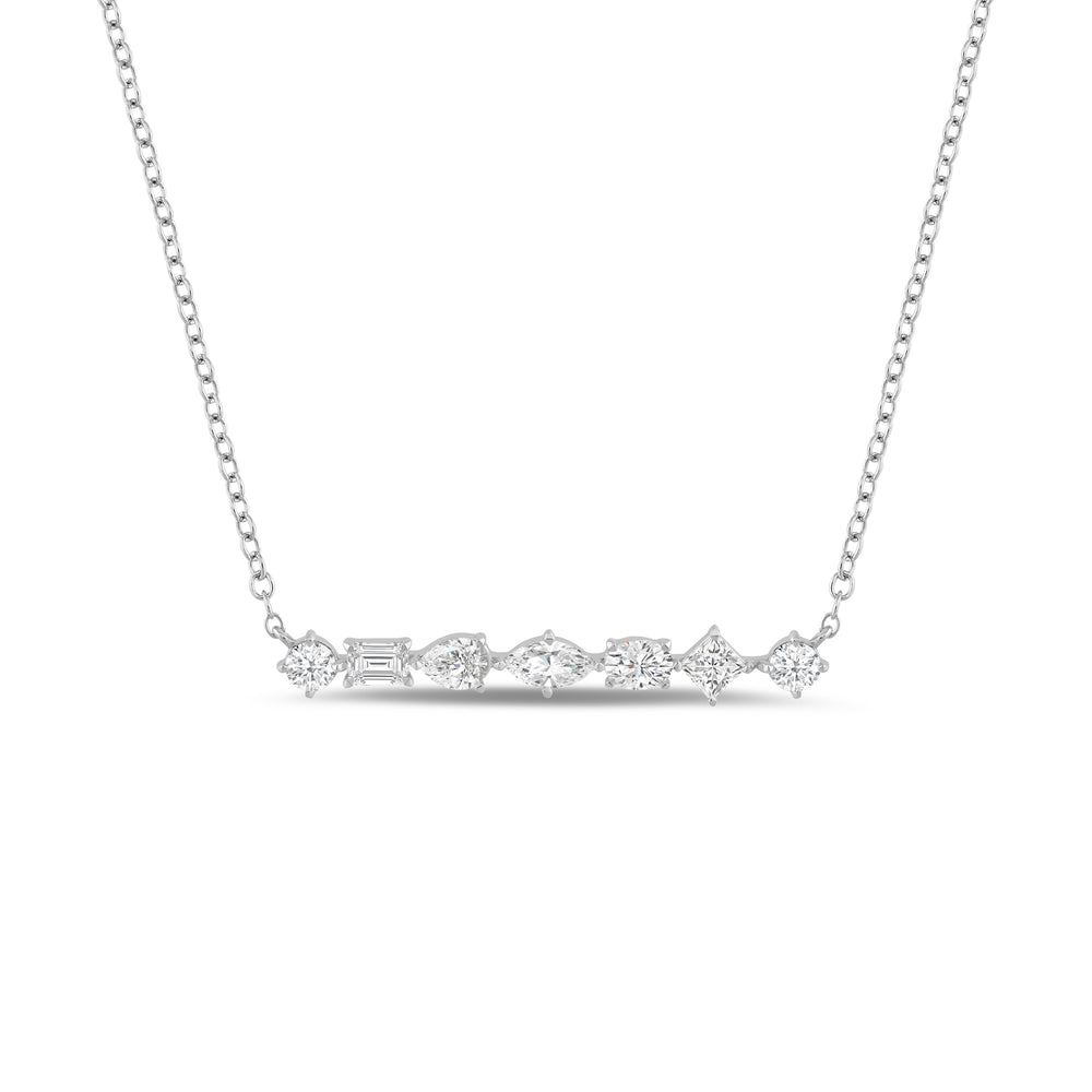 Mixed Fancy Shape Lab Created Diamond Bar Necklace with 14KT White Gold / Lab / 1 Cut Diamond in 14KT White Gold / Lab / 1 view 1
