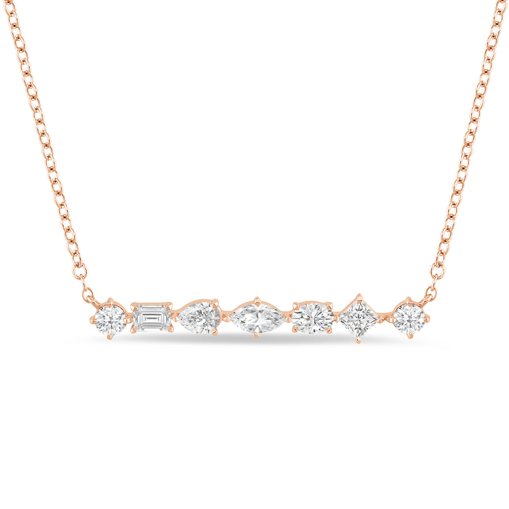 Mixed Fancy Shape Lab Created Diamond Bar Necklace with 14KT Rose Gold / Lab / 1 Cut Diamond in 14KT Rose Gold / Lab / 1 view 2
