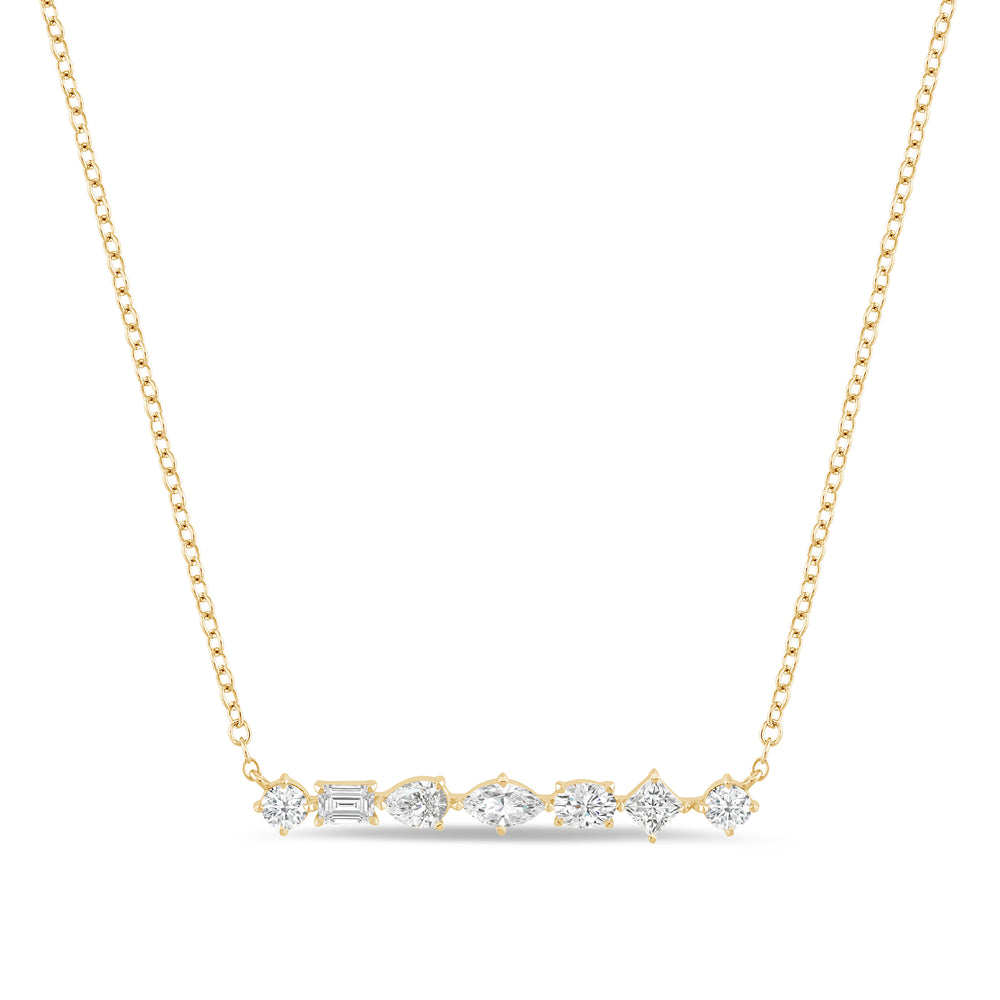 Mixed Fancy Shape Lab Created Diamond Bar Necklace with 14KT Yellow Gold / Lab / 1 Cut Diamond in 14KT Yellow Gold / Lab / 1 view 1
